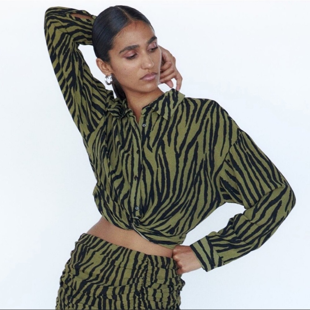 Zara Animal Print Knotted Top XS